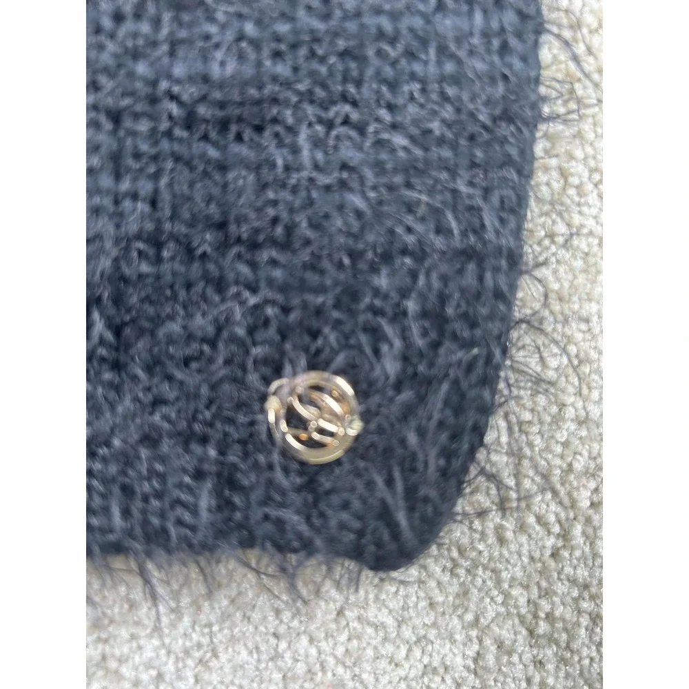 Chuns Hat Beanie Womens Black Fuzzy Knit‎ Soft Winter Cozy Warm Logo New